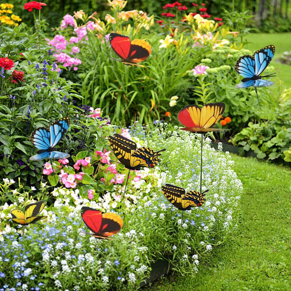 Décorations de jardin artificielles papillon | 25 pièces/10cm, Lot de piquets papillon simulés, décor de pelouse, faux papillon aléatoire, 4