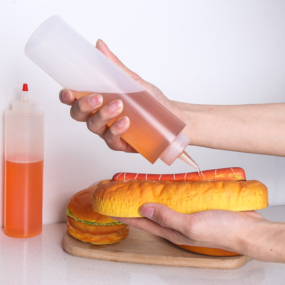 1Pc 16Oz Plastic Naald Neus Squeeze Fles Met Lekvrije Cap Saus Fles Salade Squeeze Fles keuken Gadgets Bakken Tools
