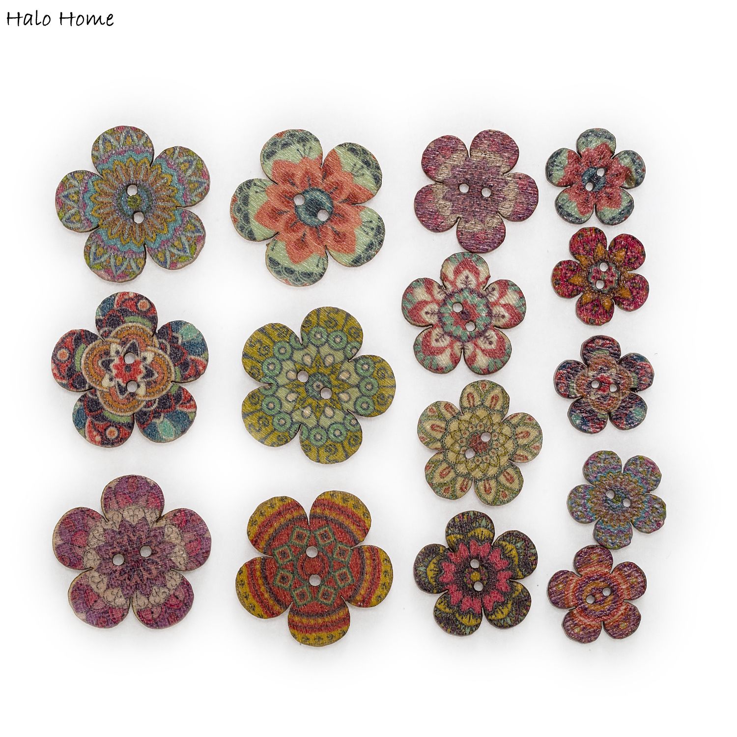 50/100 stk blomst form retro serie træknapper håndarbejde syning scrapbog tøj håndværk tilbehør kort 15-25mm