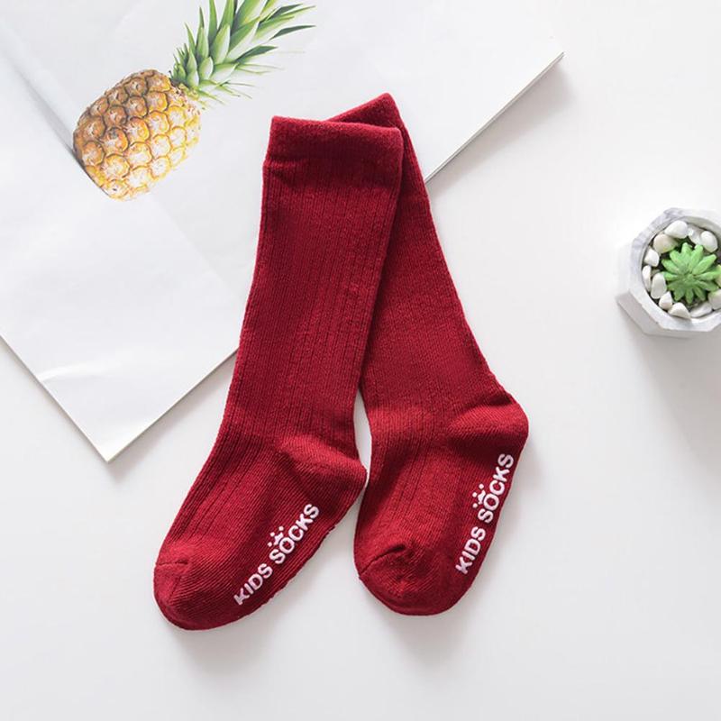 Kinder Kinder Kalb Socken Einfarbig Gleitschutz Atmungsaktive Baumwolle Haufen Haufen Socke Verpackung und Transport von OPP Taschen