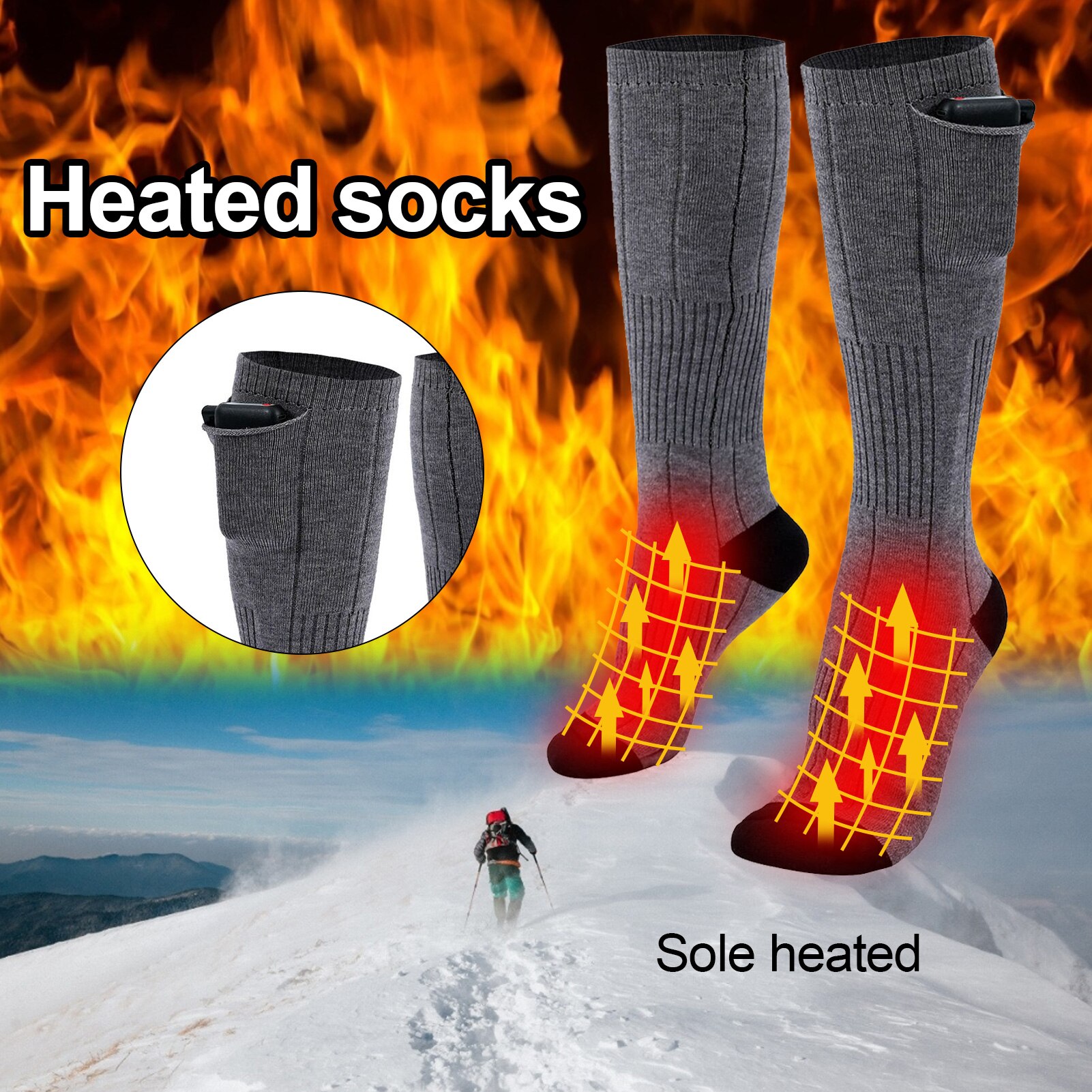 Winter Beheizt Sport socken Unisex Radfahren Lange Rohr Elektrische Heizung Socken Verdickt Outdoor Aktivitäten Halten Warme Socken