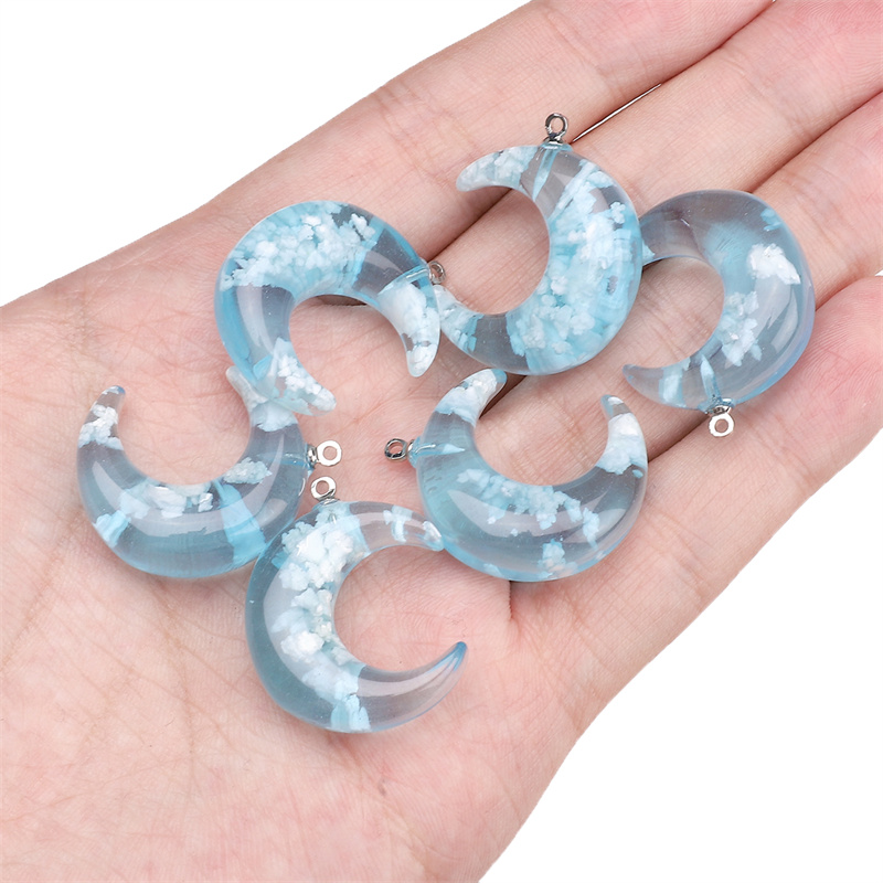 Cuentas sueltas de resina azul para hacer joyas, abalorios redondos de Luna para manualidades hechas a mano, collar, pulsera, pendientes, accesorios de joyería, 1 piezas: Gris