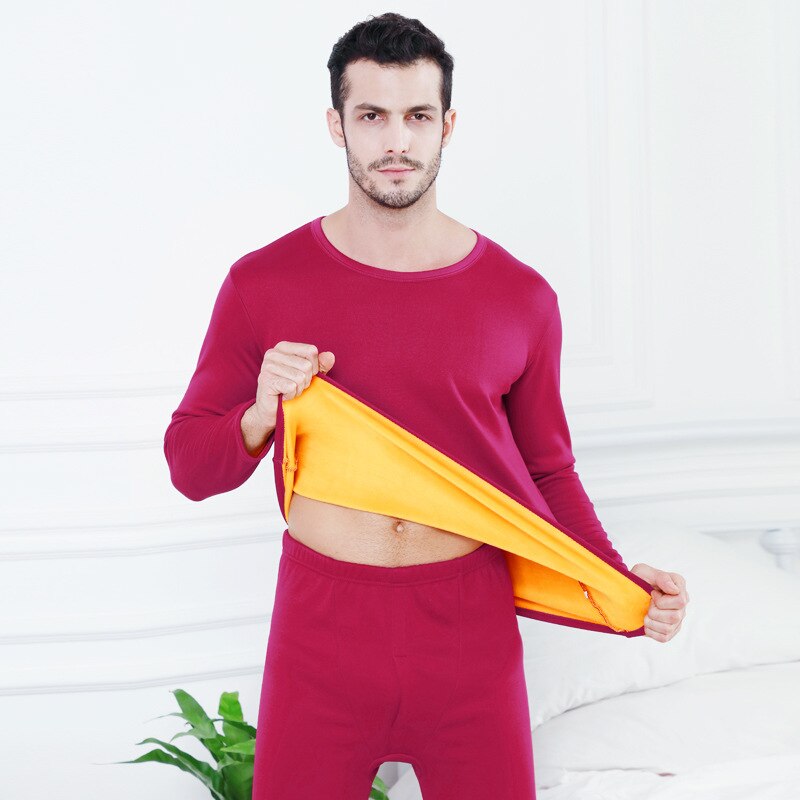 Autumn Winter Velvet Thick Thermal Underwear For Women Warm Layered Pajamas Set Cotton Thermal Male Long Johns: nanjiuhong / L