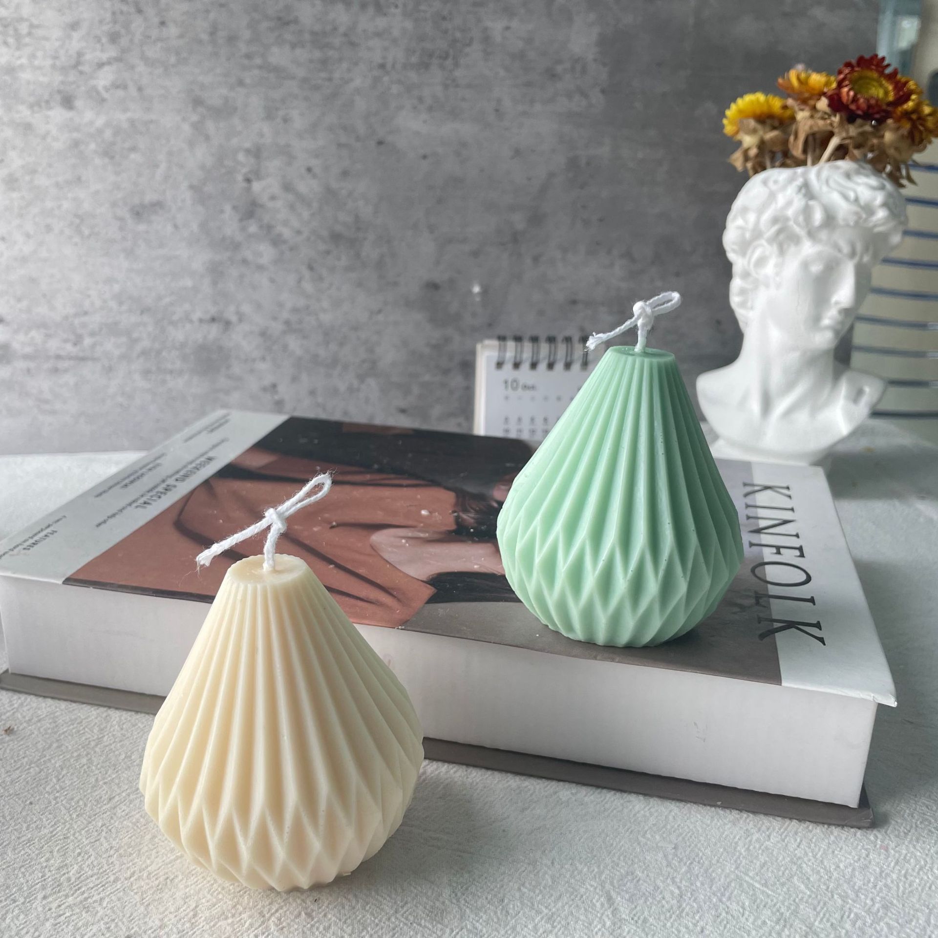 Moldes para velas DIY, molde de silicona perfumado, adorno de vela hecho a mano, ventilador en forma de pera, florero de linterna de Origami, molde de jabón de modelado