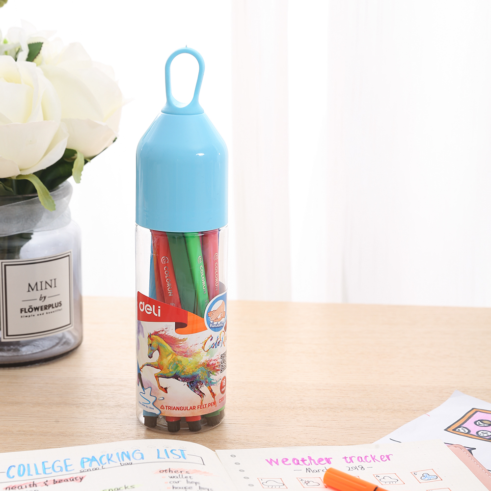 Deli – stylo marqueur en feutre lavable EC105, 12/18/24 /36 couleurs, marqueurs en Fiber, Fineliners, croquis, dessin, peinture artistique, fournitures scolaires