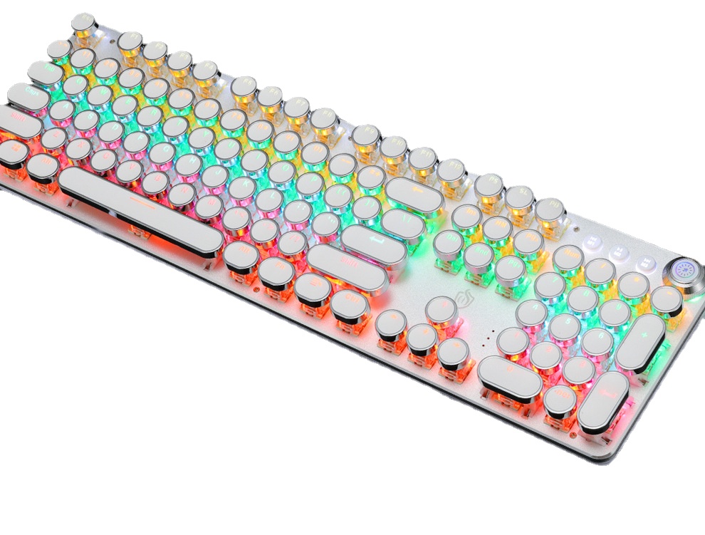 Retro toetsenbord punk Gaming-toetsenbord Bedraad mechanisch toetsenbord Verlicht toetsenbord Computer E-sport Randapparatuur voor desktop: Bruin