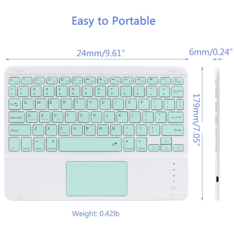Wireless Bluetooth Keyboard with Touchpad USB Rechargeable Built-in Multi-Touch for PC Laptop Mobile Phone