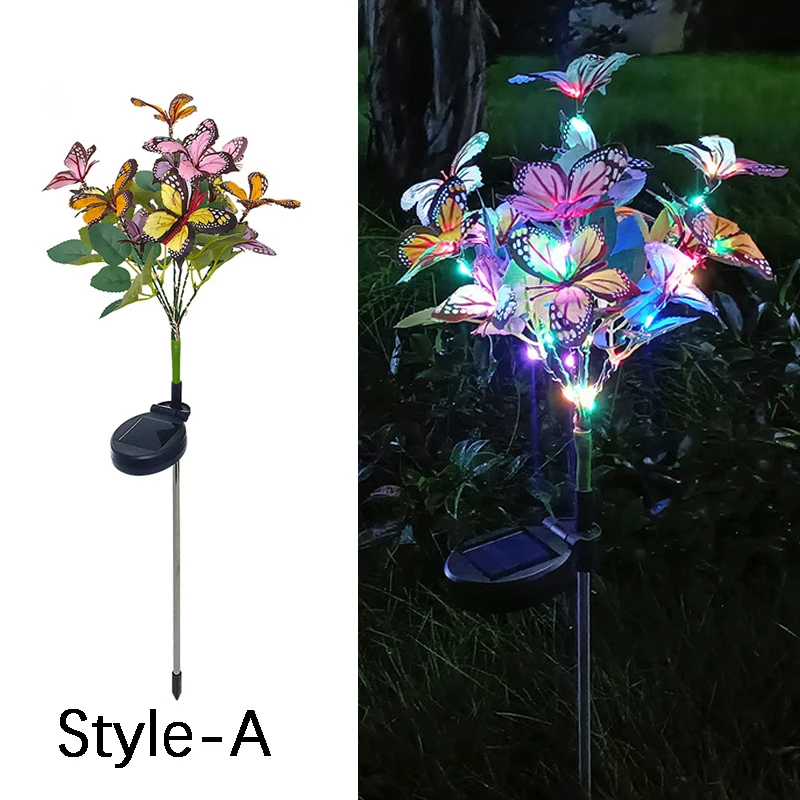 LED Simulation Butterfly Sunflower Outdoor Solar Light Garden Summer Landscape Lighting Camping Wedding Party Decor Lawn Lamp: changeable