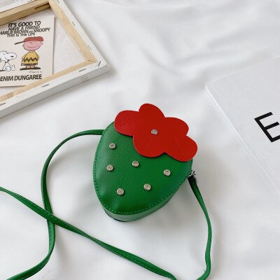 Lovely Little Girls Crossbody Purse Fruit Shaped Shoulder Bag Chic Coin Purse for Daily Use Children Bags Summer: Green