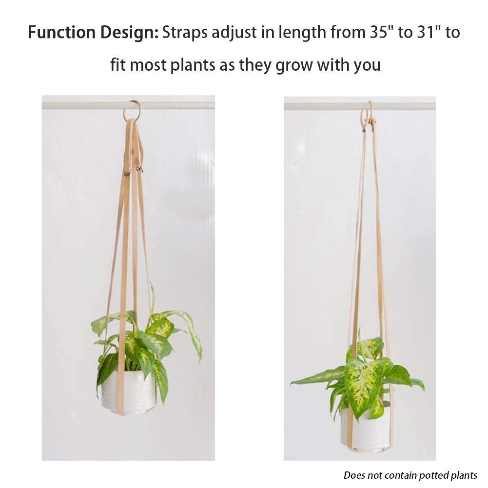 Patio Flower Pot Indoor Outdoor Plant Hanger Home Hanging Basket Adjustable Length Flexible Garden Faux Leather Portable Balcony