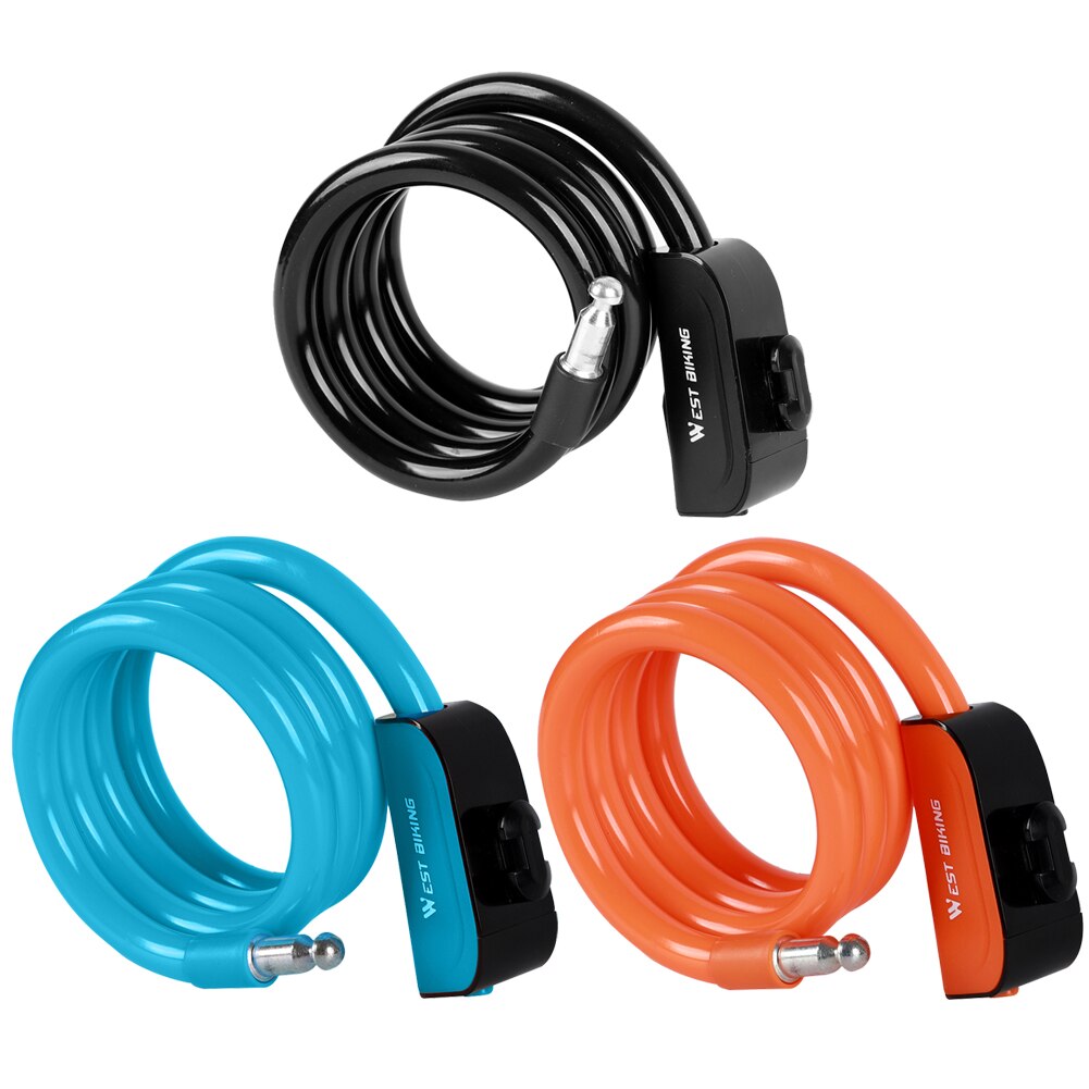 1.2m Bike Cable Lock Anti-theft Bicycle Motorcycle Cycling Equipment for WEST BIKING Outdoor Caring Personal Bicycle Supply
