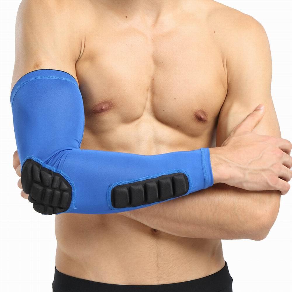 1PC Crashproof Basketball Shooting Elbow Support Compression Sleeve Arm Brace Protector Sport Safety Elbow Pads: Blue / L