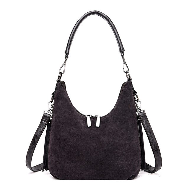 Ladies Suede Leather Hand Bags Luxury Handbags Women Bags Tassel Crossbody Bags for Women: Coffee