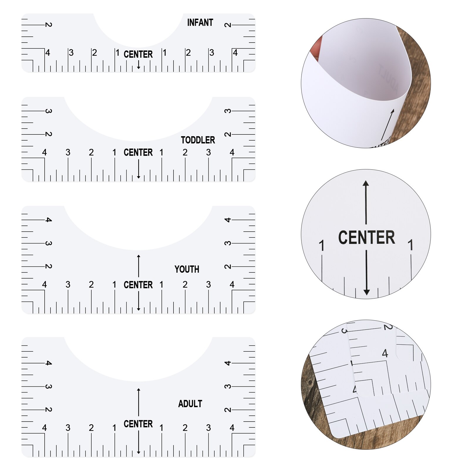 4PCS Alignment Ruler for T-Shirt Vinyl T-Shirt Ruler Guide Alignment Tool Center Designs HTV Standard Alignment Ruler Ne