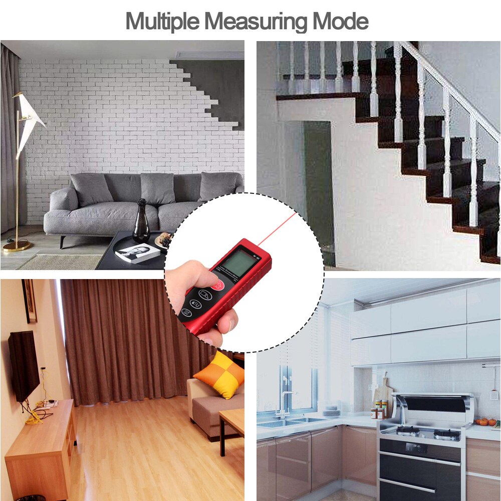 Smart Handheld Distance Meter Portable Multifunction Space Measuring Tool with Backlit LCD Rangefinder Measure Distance