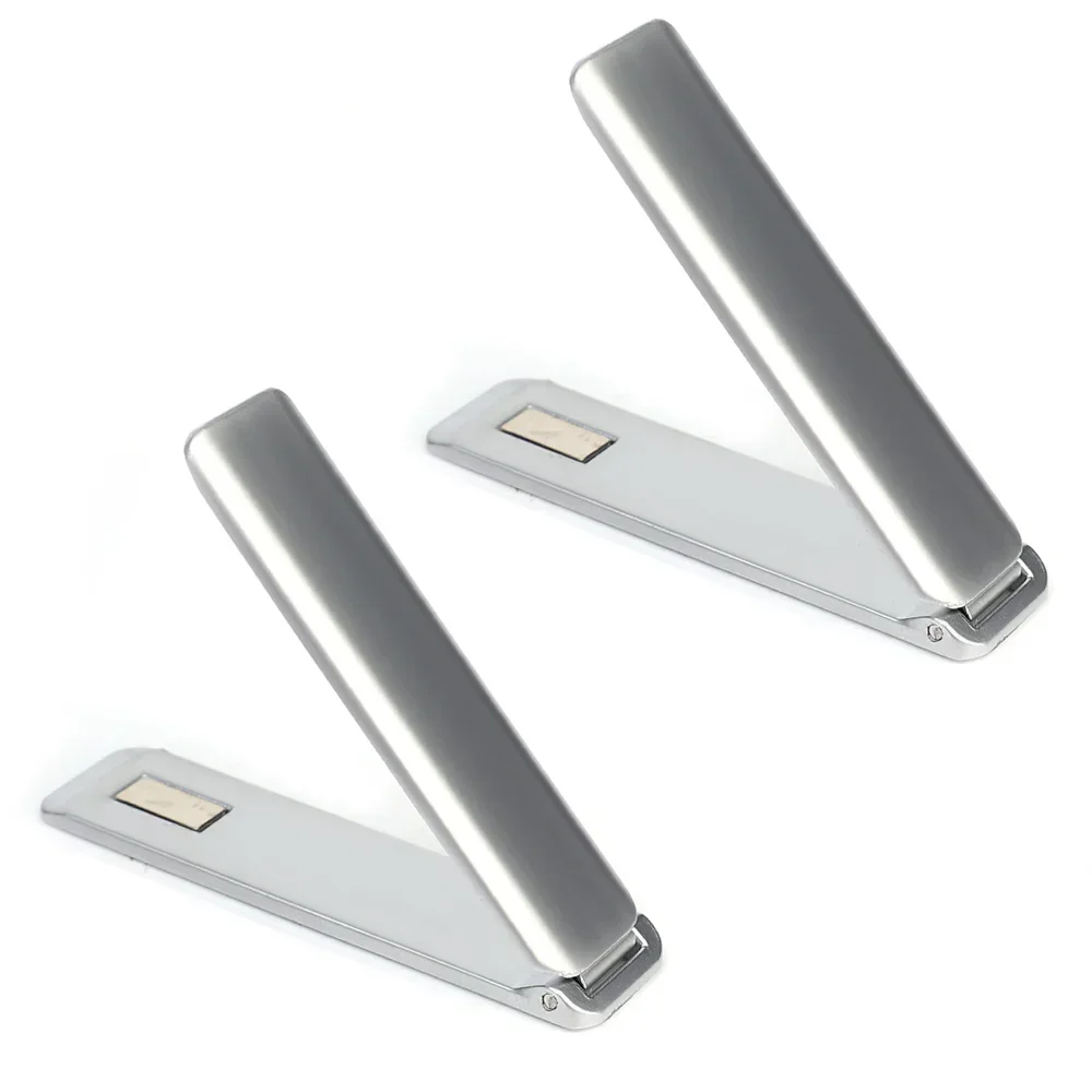 1-2 pièces support de téléphone portable universel en métal magnétique fort support pliant réglable Ultra mince béquille de téléphone support de bureau: bleu foncé