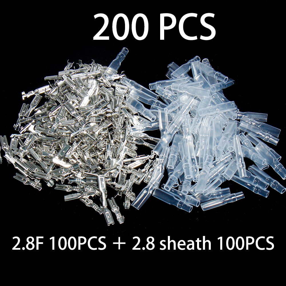 2.8/4.8/6.3 Insulated wire crimp terminal Universal wound connector plug spring insert fast simple terminal sheath: 2.8F 200pcs 100Pairs