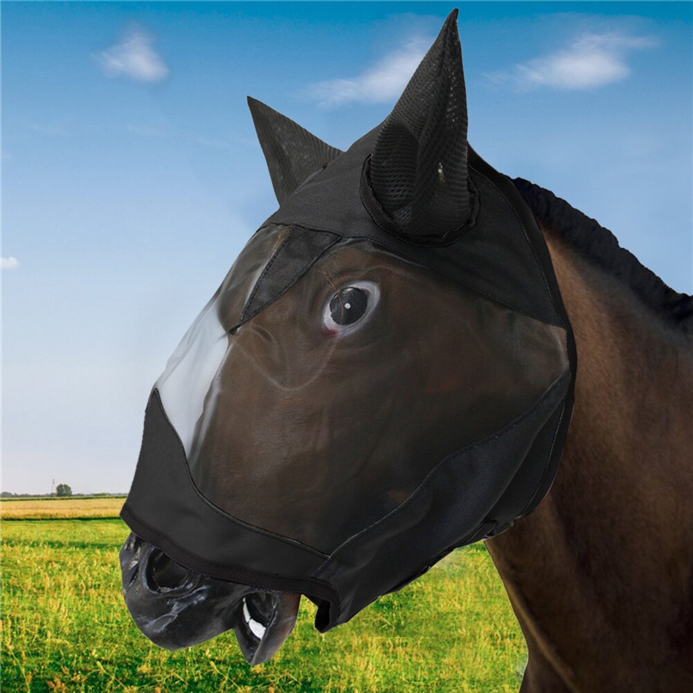 Paard Anti Fly Masker Eye Neus Oor Anti Mosquito Comfortabele Ademend Paard Mesh Voor Huishoudelijke Dier Paard Ornamenten