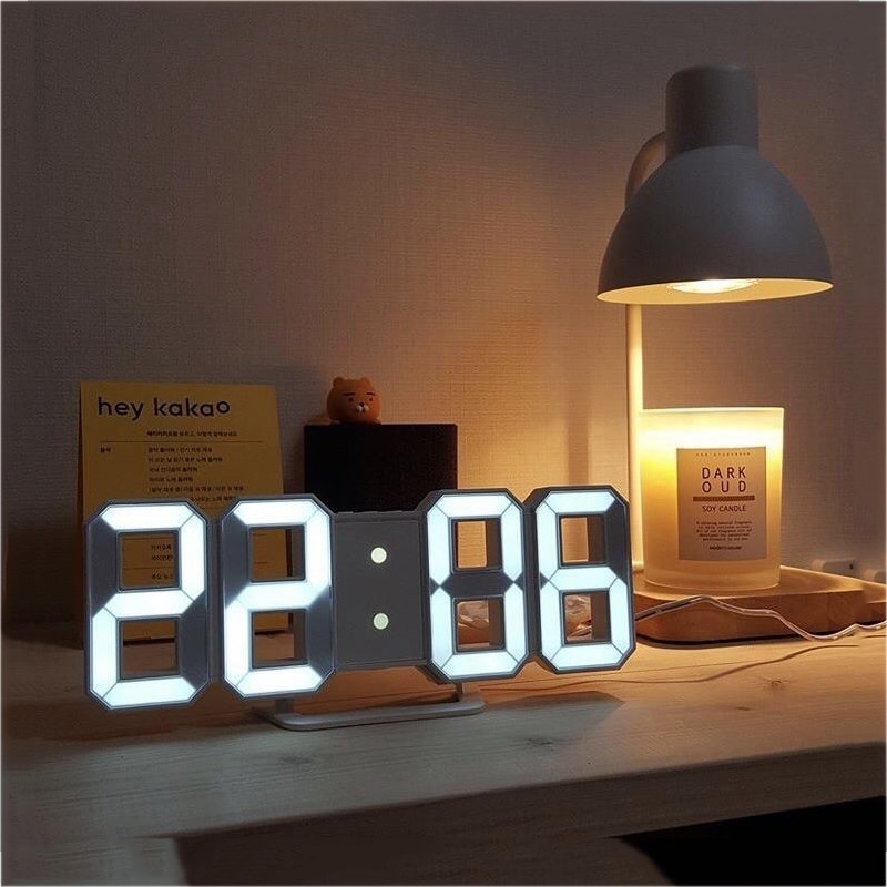 Horloge murale numérique LED, alarme, Date, température, rétro-éclairage automatique, Table de bureau, décoration de la maison, support, horloges suspendues à usage domestique