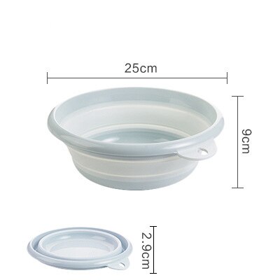 Portable Folding Wash Basin Household Outdoor Dual Purpose Hanging Holes Wash Face Fruits Vegetables Basin Plastic: Blue 25X9CM