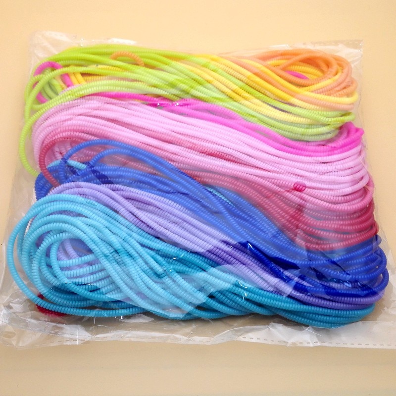 100pcs/lot 50cm Plastic spring Protective sleeve Mobile Tablet solid Spiral Cord Protector for Charger Earphone Cords