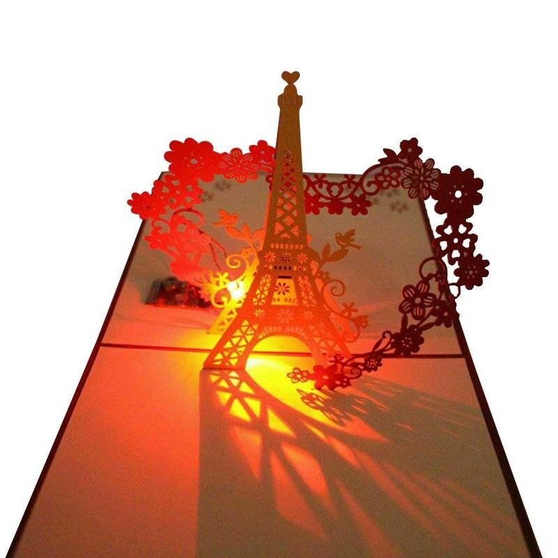 3D Light Greeting Festival Card Up Postcard Handmade Christmas Paper Card Birthday Music Paper Craft P0L3