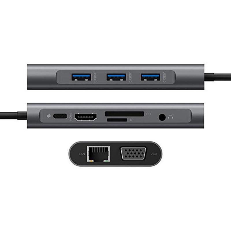 USB tipo C a HDMI 4K VGA adattatore RJ45 Lan Ethernet SD TF USB-C TypeC Hub USB 3.0 3.5mm Jack Audio Video Converter per MacBook