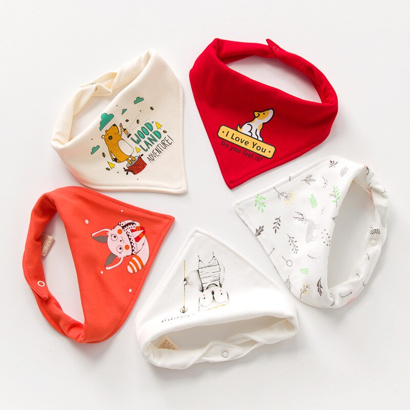 5Pcs Slabbers Bandana Katoen Babyvoeding Schort Driehoek Leuke Baby Slabbetjes Meisjes Jongens Cartoon Voeden Sjaal Kraag Bib burp Doek: 21