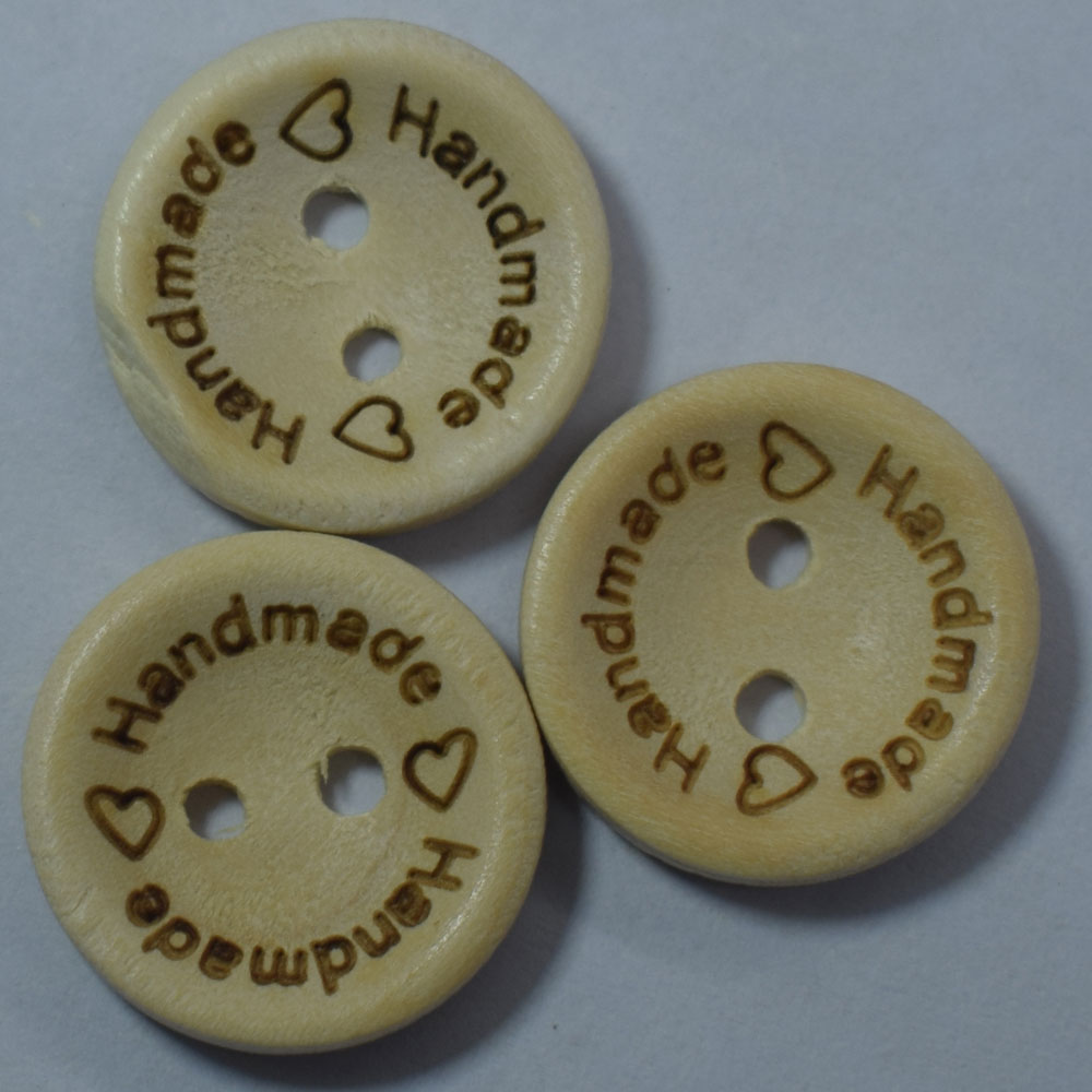 100 stuks handgemaakte houten knoopjes met letters en 2 gaten in natuurlijke kleur, doe-het-zelf naaien, houten knopen voor handwerk, scrapbooking 15/20/25mm