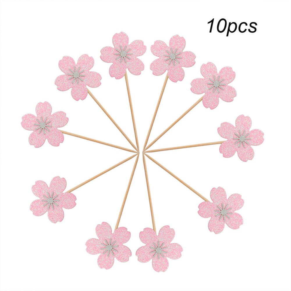 10 Stuks Cherry Blossom Cake Toppers Cake Decoratie Cupcake Toppers Voor Verjaardag Huwelijksceremonie Party