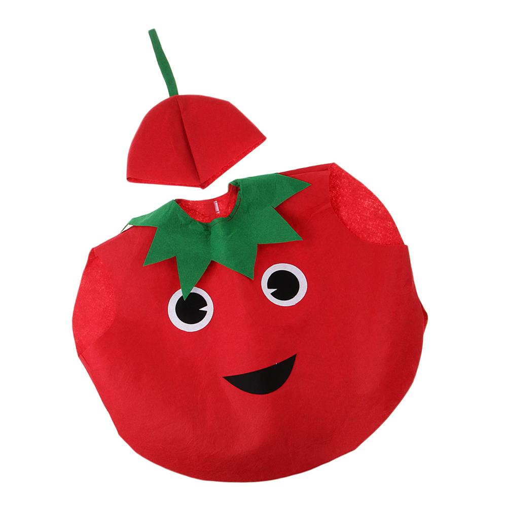 Barn xmas børn et stykke æble kostume cosplay frugt outfit fest fancy kjole røde jakkesæt med hat: Tomat