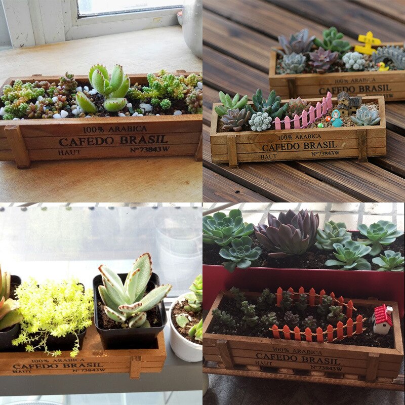 Strongwell retro tre blomsterpotte hageplante potteplanter vindusboks gjennom potte saftige blomsterplantekrukke hageartikler