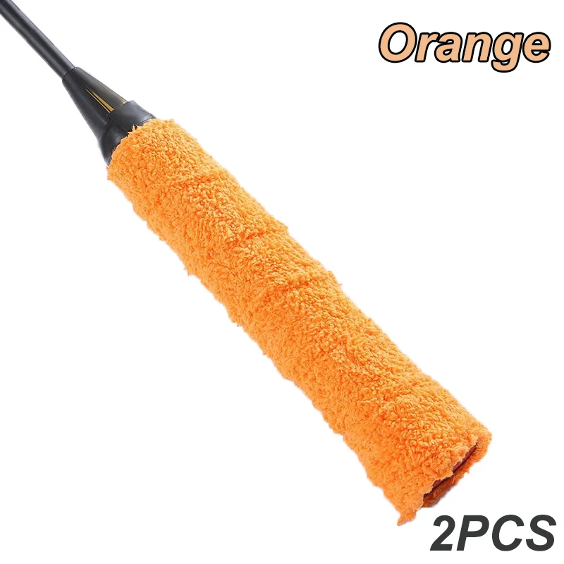 2PCS Badminton Racket Thickened Towel Grips Super Absorbent Anti-slip Cotton Towel Grip Wraps for Tennis Badminton Bike Handle: Orange