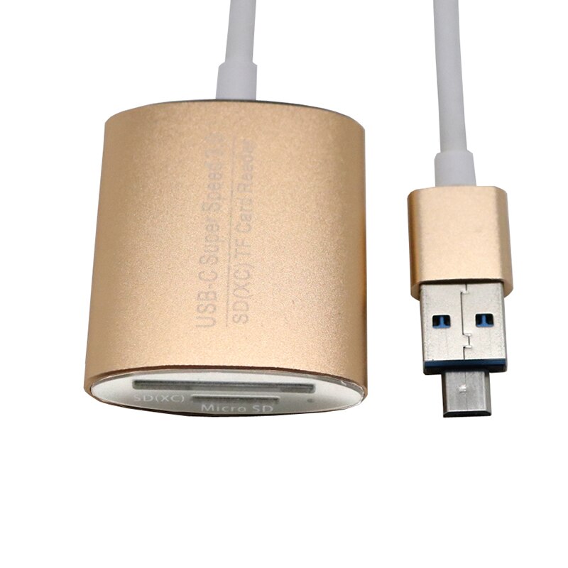 USB-C 3.0 High-Speed Kaartlezer Aluminium Type-C 9Pin Otg Mobiele Telefoon/Computer Universele Ondersteunende sd/Tf Geheugenkaart