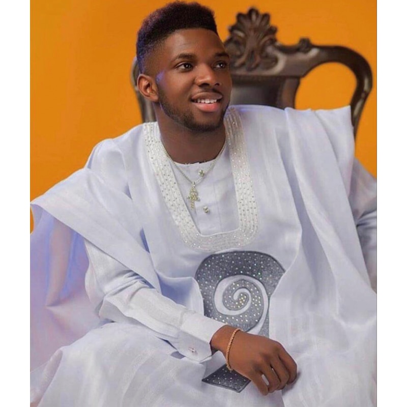 H & D 2020 agbada afryki mężczyźni odzież dashiki szata koszula spodnie 3 sztuk garnitur z dżetów afryki męska biały formalne strój PH8017