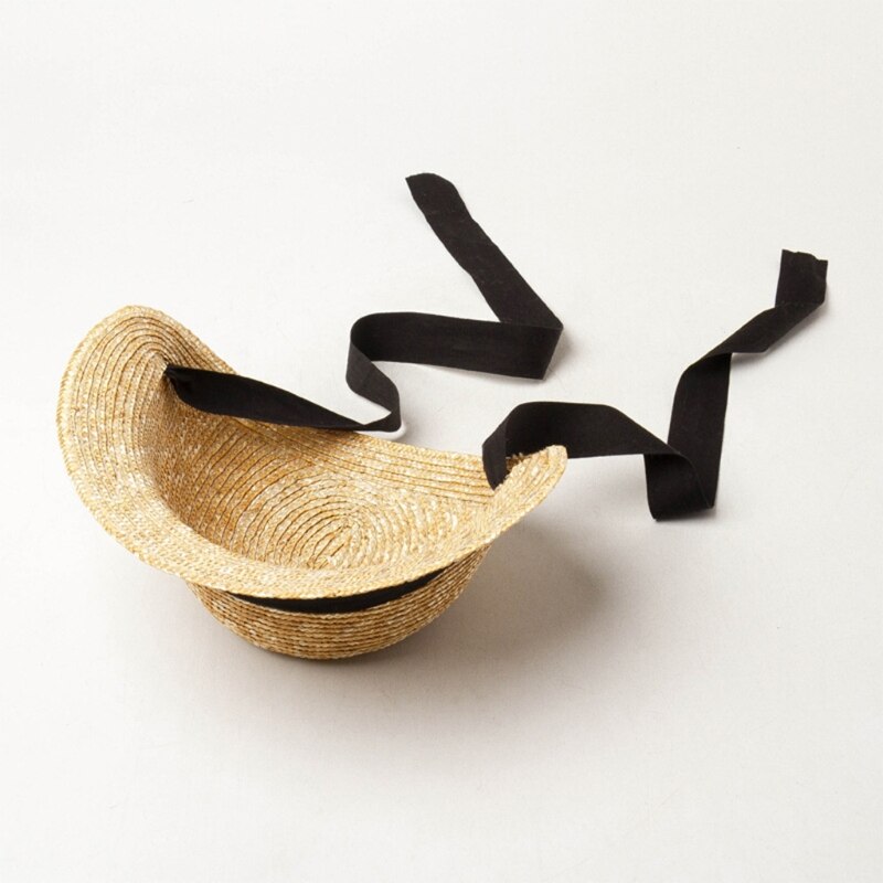 Chic Straw Hat Packable Cap Embellished with Textured Ribbon Travel Companion Reduce UV Harm Protect Delicate Skin M6CD