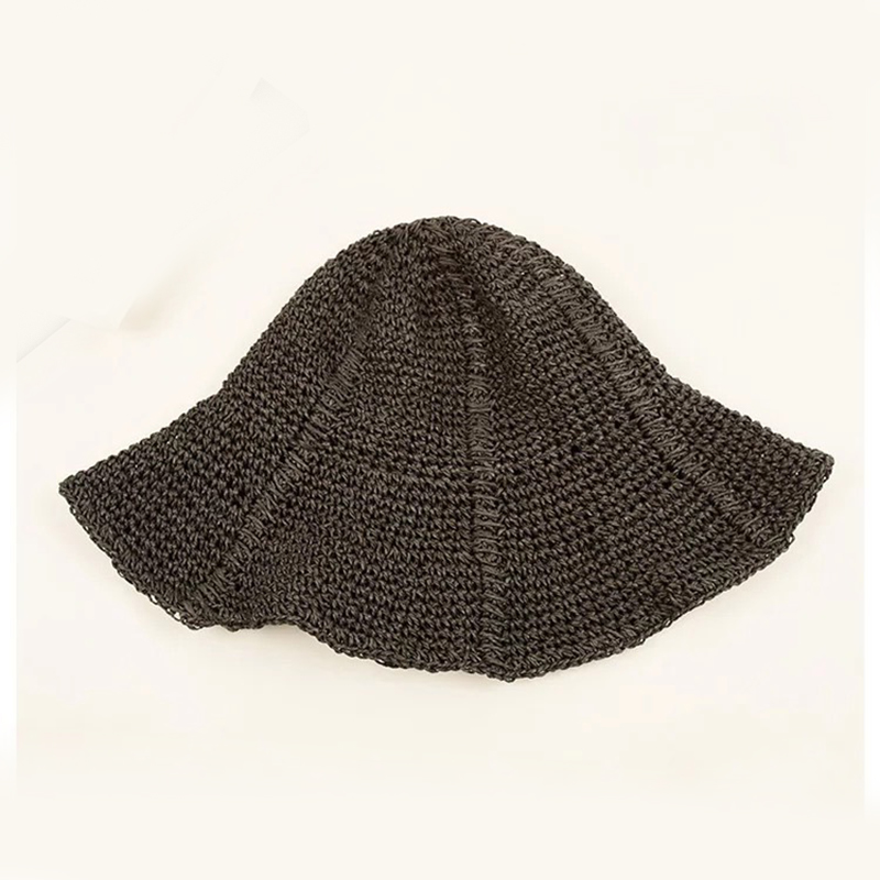 Sommerhat damer strandsolhat åndbar bøttehætte damer afslappet halm solsejl håndlavet hæklet foldbar stråhat feminino: 4
