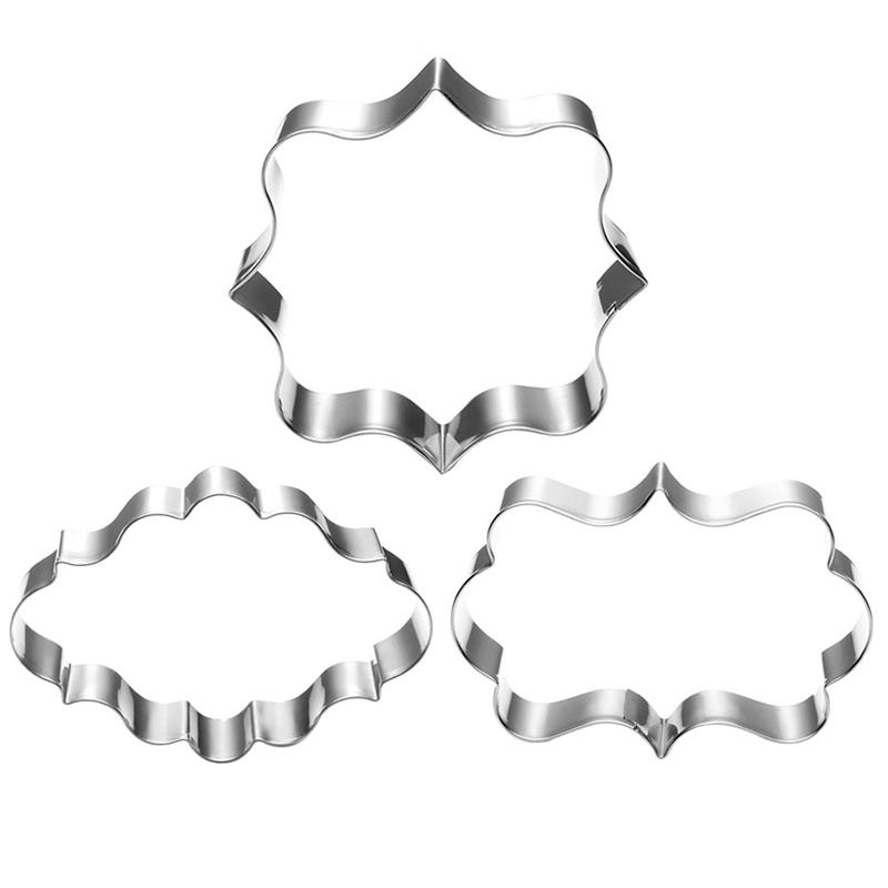 Sukkerkakeform 3 stk plakkekutterkaker ramme diy kake oval firkantet rektangel fancy rustfritt kakeform