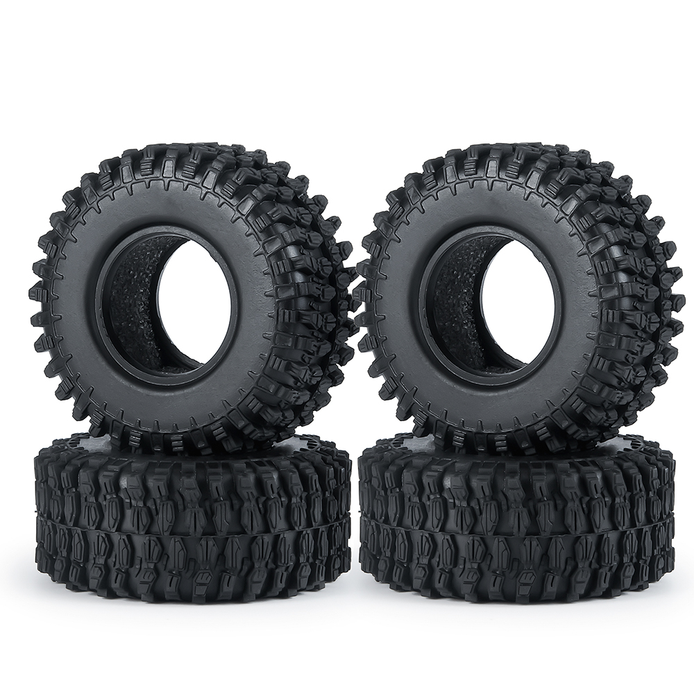 YEAHRUN 4PCS 1.0" Miękkie gumowe opony do wszystkich terenów 50 * 20 / 54 * 23 mm do 1/24 RC Crawler Car Axial SCX24 1/18 TRX4M Upgrade Tyres: YELLOW