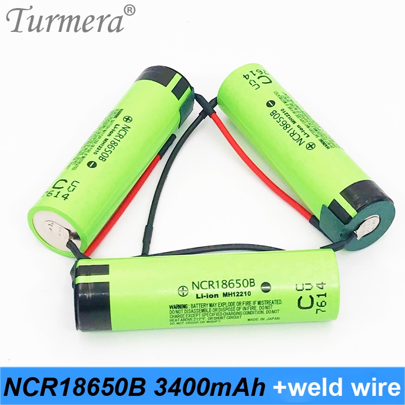 originele 18650 3400mah + diy lasdraad 18650 oplaadbare batterij 3.7v 18650 voor shura schroevendraaier en power bank batterij