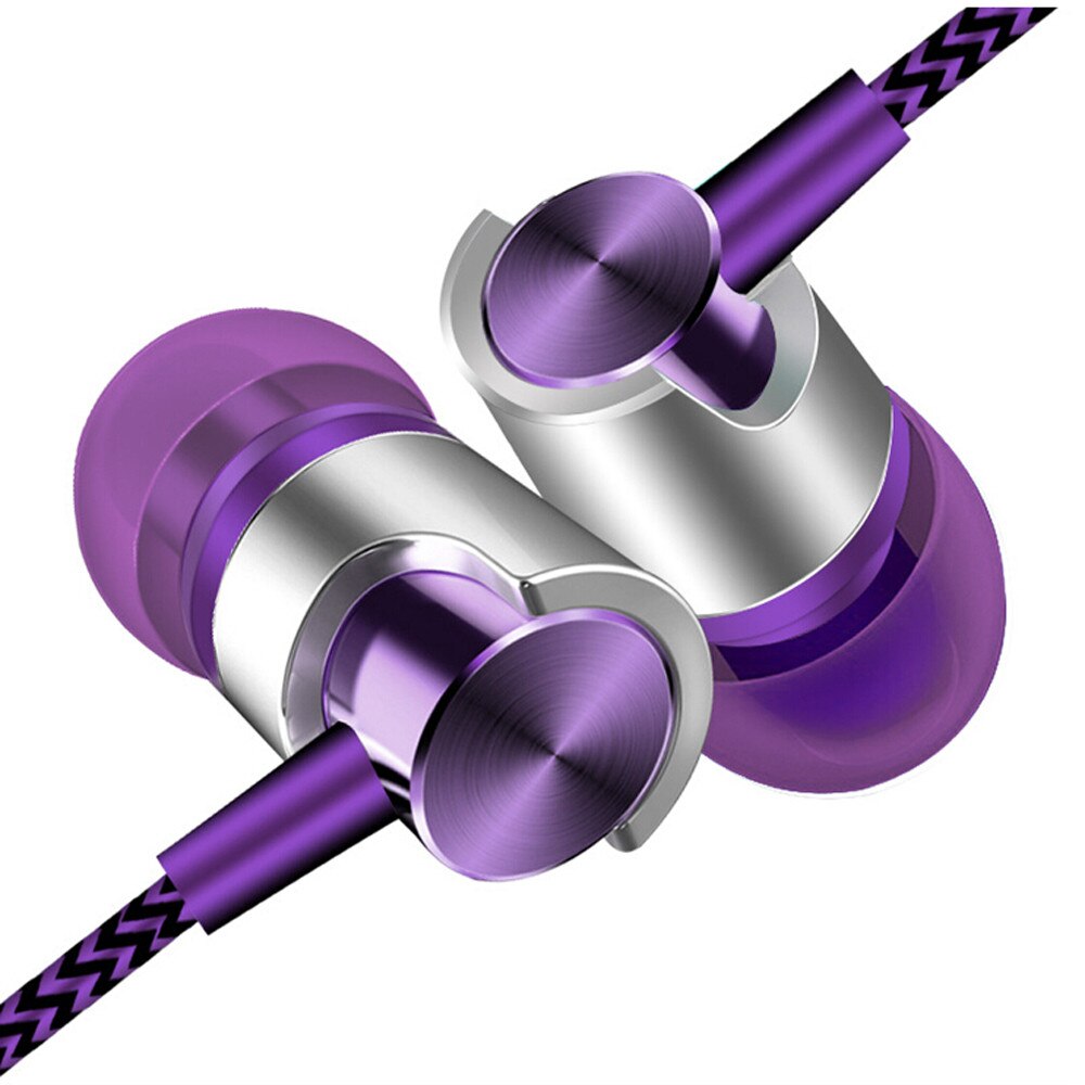 Universal 1.2m Wired In-Ear Earbuds Headsets Music Earphones 3.5mm Plug Stereo Headphone for Phone PC Laptop Tablet MP3: Purple