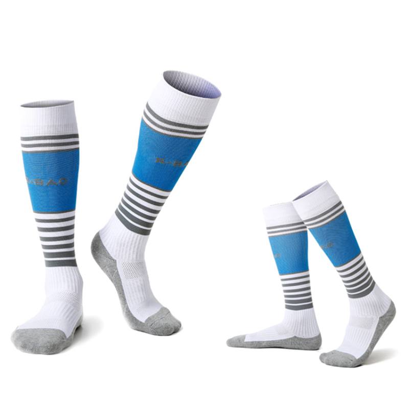 1 par fodboldstrømper knæhøje/lange bomuld nylon elastisk anti-sved åndbar fodbold strømper fodtøj tilbehør nylon elastik: W
