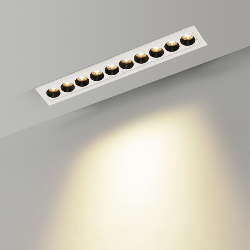 Dimbar led-downlight spotlight 6w 10w 20w 30w linjers lysstang lineær lang stripe stue korridorlampe innfelt