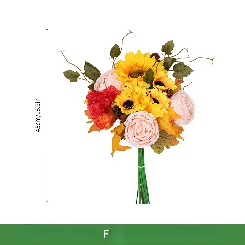 Tuindecoratie Simulatie Esdoornbladeren Zonnebloemen Oranje Boeket Kerstmis Halloween Auditorium Decoratie Kunstbloemen: GRIJS