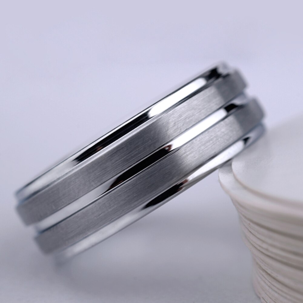 Newshe Wolfraamcarbide Ringen Voor Mannen Groef Ring 8Mm Mens Wedding Band Charme Sieraden Maat 8-13 TRX061