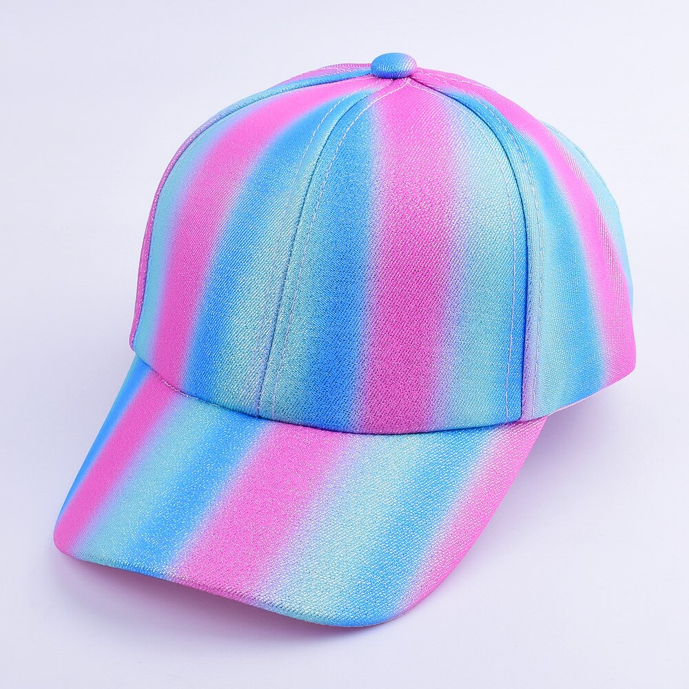 Gorras de béisbol coloridas para niños y niñas, gorros con estampado de corazón de amor, a rayas de arcoíris brillante, 2-8 años