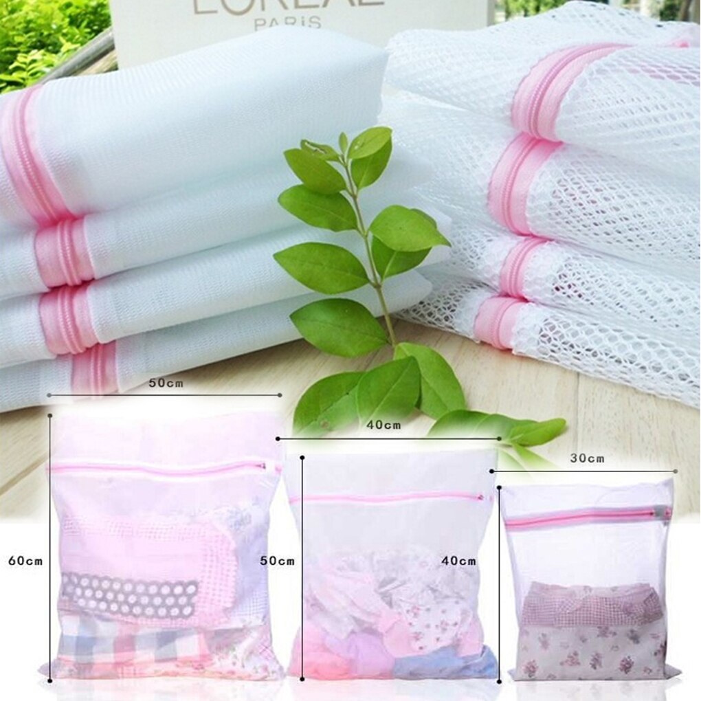 5 Sizes Thicken Polyester Mesh Laundry Bag Polyester Washing Net Bag For Underwear Sock Washing Machine Pouch Clothes Bra Bags