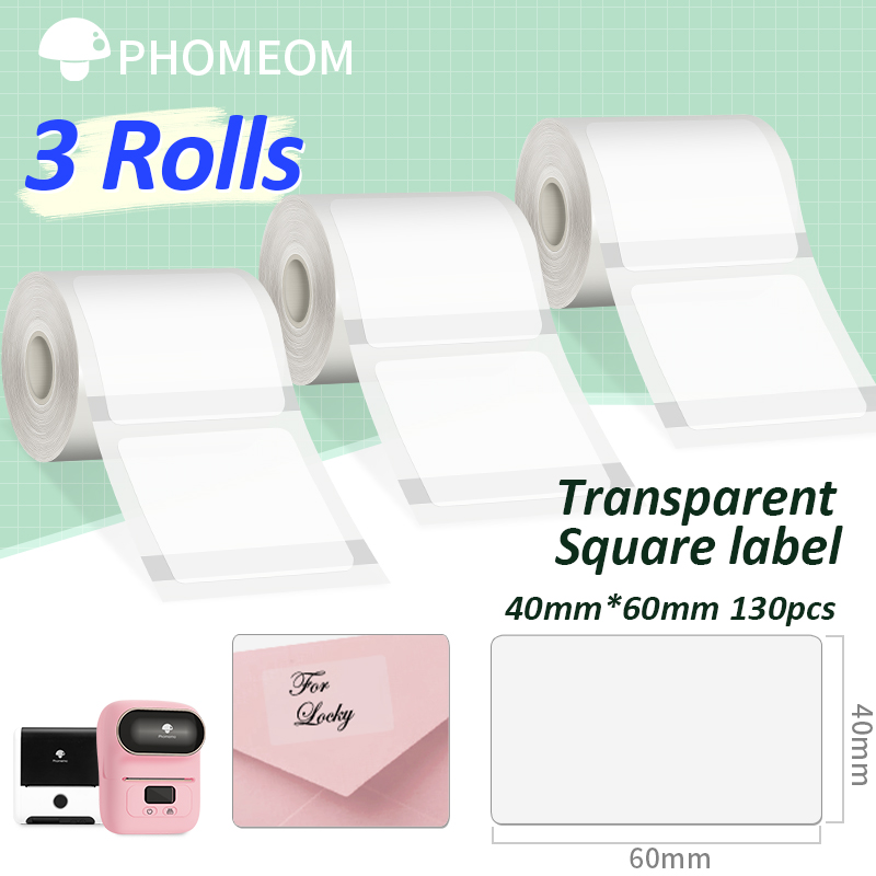 690Pcs 3 Rolls Label Sticker Voor Phomemo M110 M200 Zelfklevende Direct Thermische Etiketten Printer Waterdichte Label Papier 40x30mm: 40x30mm-230x3-T