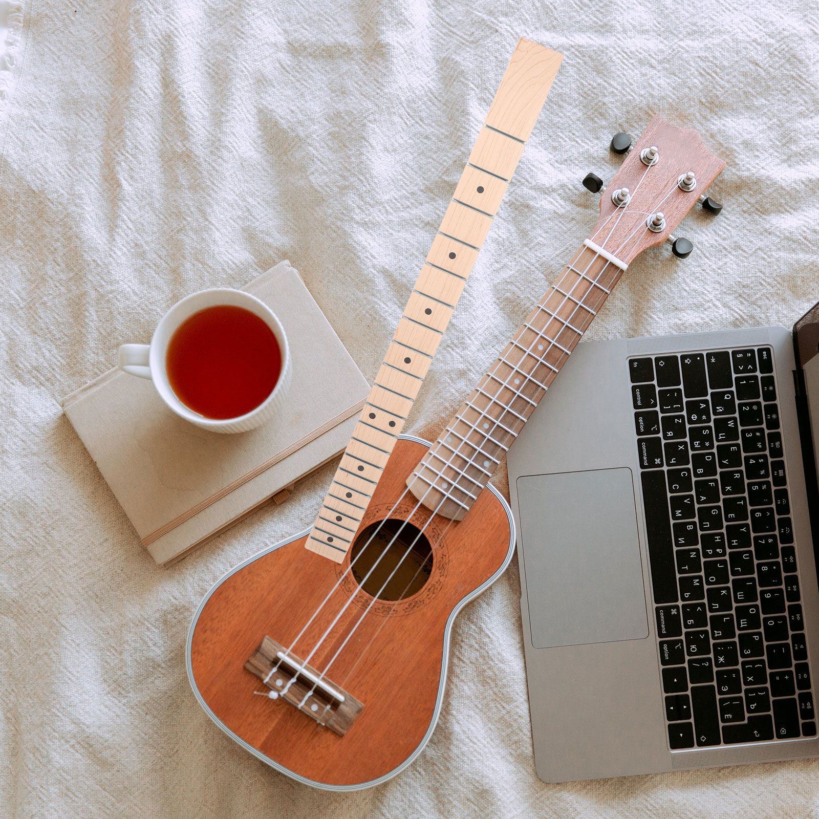 Elgitarhals med 21 bånd, gripebrett i lønn, sorte prikker, reservedel, tilbehør til akustiske strengeinstrumenter for folkemusikk.