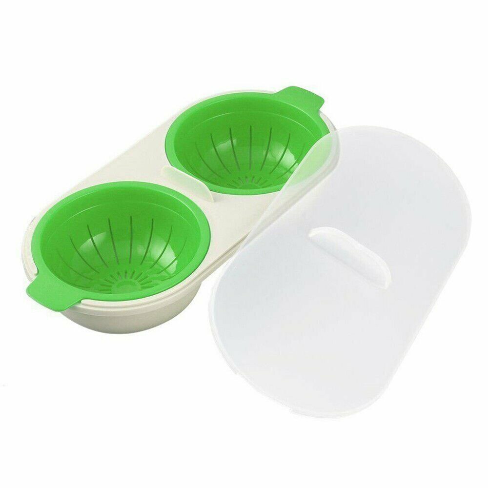 Pocher à œufs au micro-ondes, ustensile de cuisine de alimentaire, Double tasse, chaudière à œufs vapeur, outils de cuisson au four à micro-ondes